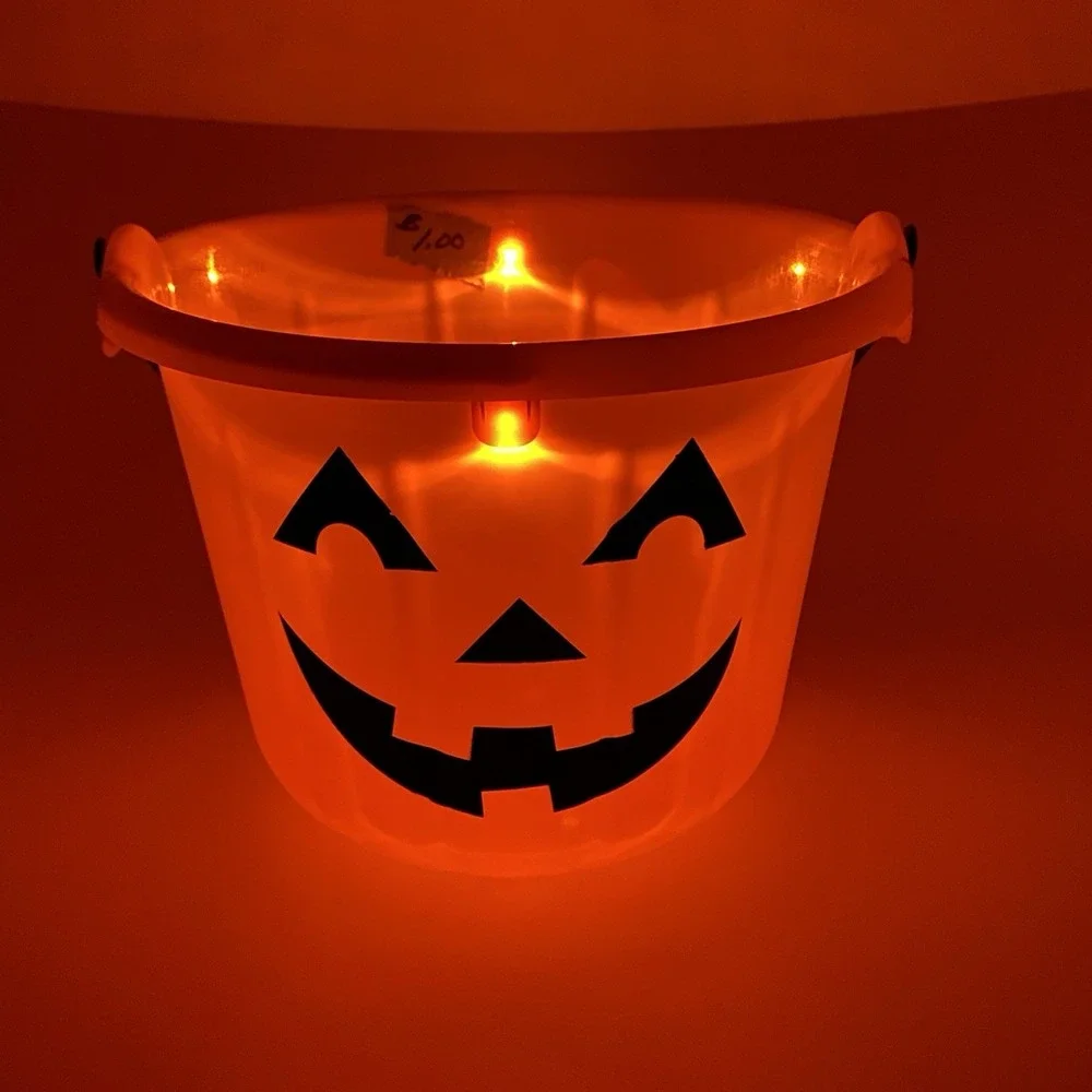 Halloween Bucket‎ Light Up Flash Projection Candy Trick Or Treat Jack O Lantern